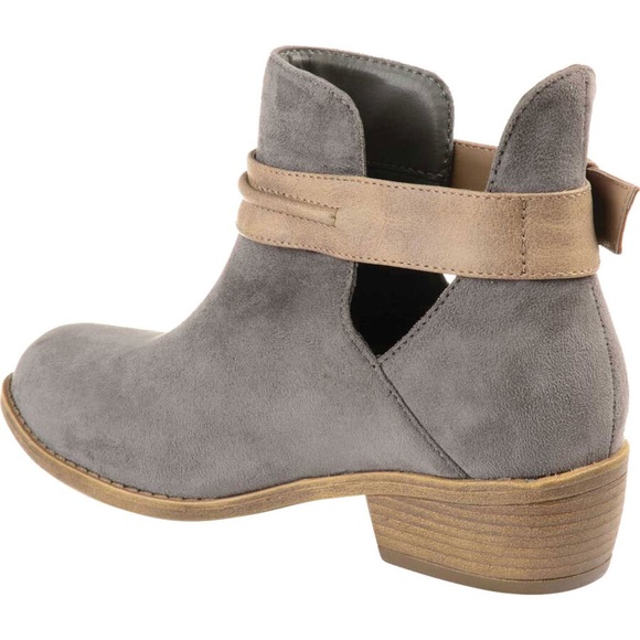 NEW Grey Side Slit Cut-Out Booties - Picture 3 of 10